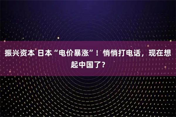 振兴资本 日本“电价暴涨”!悄悄打电话,现在想起中国了?